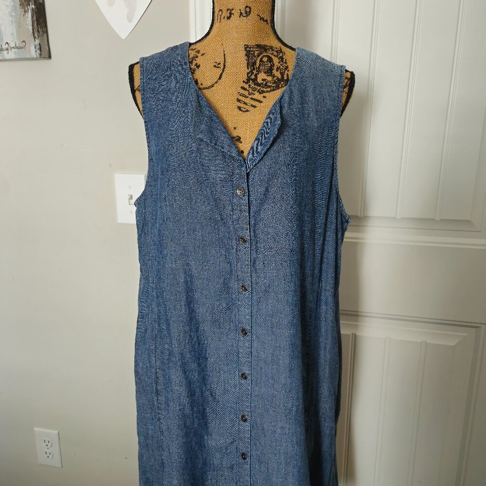J. Jill Blue Denim Style  Midi Dress Size XL